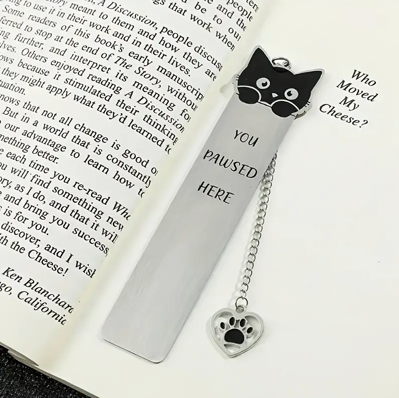 Purrfect Pause Bookmark – Stainless Steel Cat Bookmark