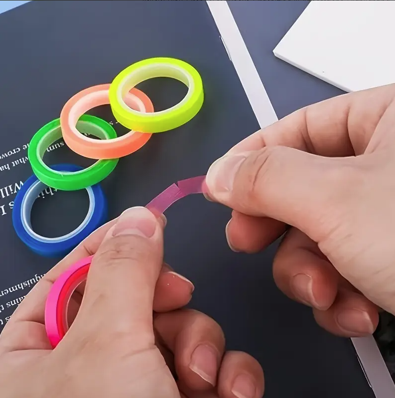 GlowMark Strips – 5 Neon Self-Adhesive Page Markers