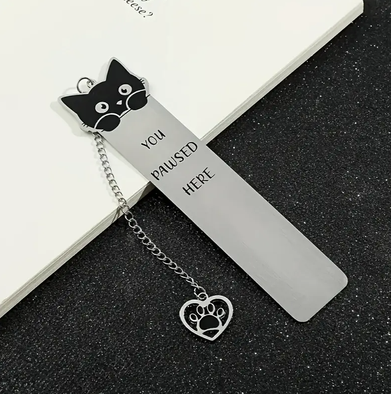 Purrfect Pause Bookmark – Stainless Steel Cat Bookmark
