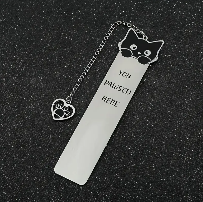 Purrfect Pause Bookmark – Stainless Steel Cat Bookmark