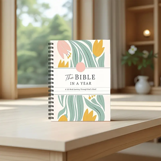 FaithNotes™ 1-Year Bible Study & Prayer Journal — Pastel Mint & Peach Tulip Edition